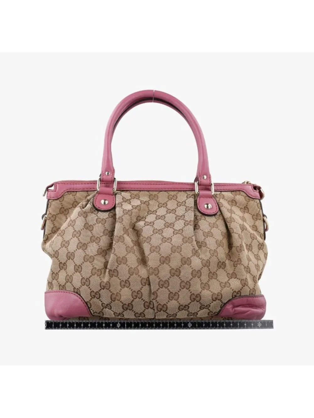 Gucci Sukey Beige Pink Canvas Leather Shoulder Bag